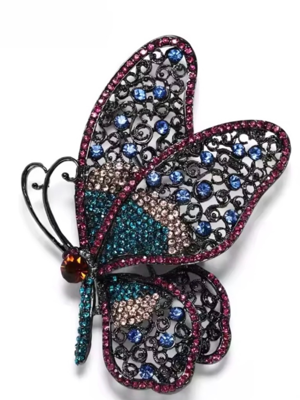 Butterfly brooch pin accessories Crystal Butterfly Brooch Pin - Blue pink - Picture 2 of 2